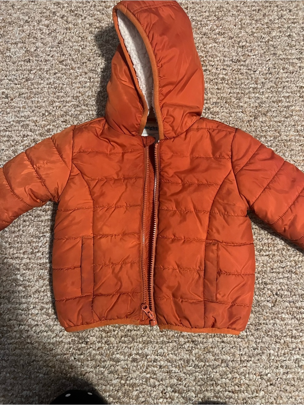 omighty Kids Bright Orange Quilted Hooded Puffer Jacket